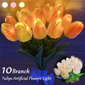 Tulips Artificial Flowers LED Night Light Interior Decoration Bouquet Lamp Simulation Tulip Lamp