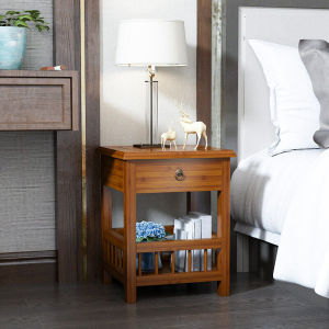 WISFOR 2/3 Tier Bamboo Bedside Table with Drawer for Bedroom Living Room End Side Table Nightstand Display