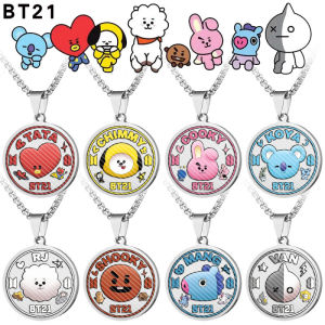 LINE FRIENDS | New Product BT21 Stainless Steel Color-printed Round Chain Titanium Steel Sweater Chain Decoration Idol Peripheral Birthday Gift