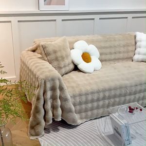 ผ้าคลุมโซฟาผืนใหญ่ ผ้าคลุมฟอร์นิเจอร์สไตล์นอร์ดิก ผ้ากํามะหยี่ขนนิ่มแบบหนานุ่ม กันลื่น
