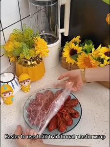 Disposable plastic Wrap Cover Food Grade Special Safe-keeping Bag Household Bowl Cover Kitchen Reusable一次性保鲜膜罩套保鲜袋