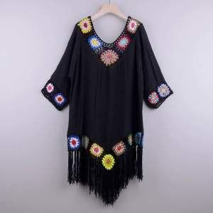 Women’s Swimsuit Bikini Cover Up Tassel Hollow Crochet Cotton Cover Up Ethnic Style Quality FC-001