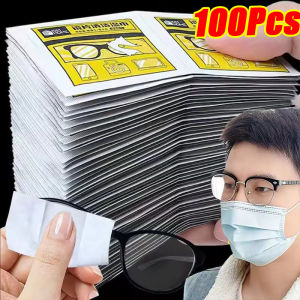 100pcs Disposable Eyeglasses Lens Cleaning Wipes Anti Fog Eyeglass Cleaner Wipes Screen Remove Dust Wipes with Individual Wrapped