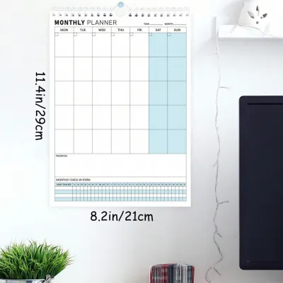 Wall Monthly Planner 8.2 X 11.4 In Hanging Undated Calendar Pad with Twin-Wire Binding Habit Tracker