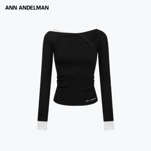 ANN ANDELMAN | Two-tone Layered Off-shoulder Long-sleeved Top