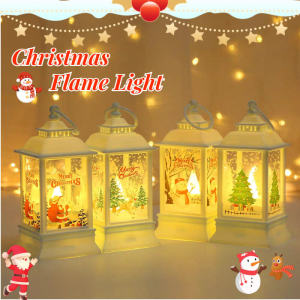Christmas Flame Light Vintage Christmas Hanging Lantern Snowman Xmas Ornaments Creative Home Decor Lamp