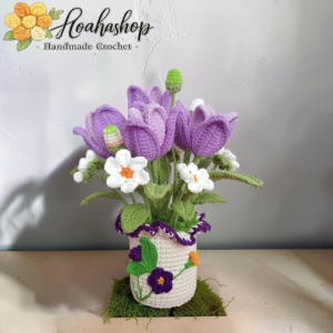 Chậu Hoa Len Handmade trang Trí Bàn Làm Việc | Quà Tặng Handmade Cao Cấp | Crochet Flower Pot