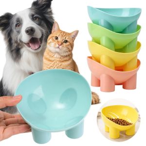 PawPulse【Local Stock】15°Tilted Neck-Friendly Cat Bowl Durable Plastic Elevated Cat Bowl with Stand Pet Water Food Feed Dog Bowls Anti-dumping Pet Feeding Supplies