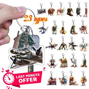 Funny Italian Brain Rot Animals Acrylic Keychains Gift Tralalero Tralala Tung Tung Tung Sahur Brr Brr Patapim Meme DIY Pendant G
