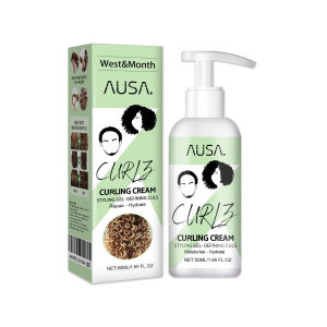 West Month Curly Hair Elastin Cream Hair Styling Perfect Curly Quick-acting Prevent Frizz Restore Elasticity Control Smooth Nourish Hair Care（50ml）