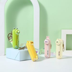 Cartoon Cute Mini Fan Portable Hand Fold Bedside Office Little Fans Student Dormitory Desktop USB Charging Fan Outdoor Portable Key Chain