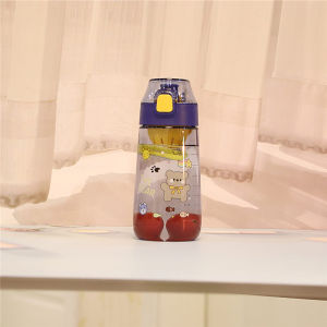 Portable High Temperature Resistant Plastic Cup with Scale Filter Net Anti Drop Cartoon Straight Drinking Water Cup for Students