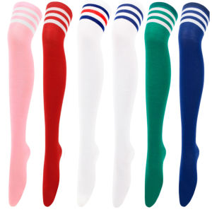 Women Jk Stockings Halloween Party Cosplay Socks Over Knee Thigh Socks Warm Stocking Women Boot Sock Triple Stripe Long Socks