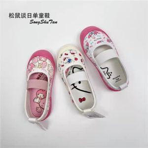 Princess Style Canvas Shoes for Girls Elastic Low Cut Slip on Kindergarten Anti Slip Soft Bottom Cartoon Design Children Footwear