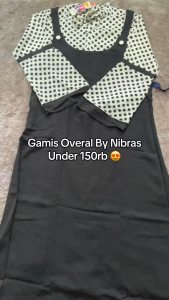 New Nibras Gamis Overal Polkadot Muslimah NB 168 Putih inner balicrape polkadot Balotelli Premium