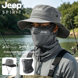JEEP SPIRIT | Sun Protection Hat for Men UV Protection Full Face Cover Ice Silk Outdoor