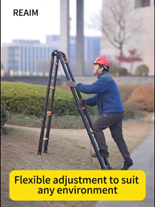 Telescopic Ladder Heavy Duty Herringbone telescopic Ladder Aluminum Multi-Function Folding Ladder Non-Slip Feet Adjustable Household Ladder Suitable Home Repair Roof Cleaning