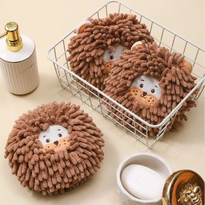 Khăn lau tay hình sư tử chất liệu vải Microfiber mềm mại siêu thấm hút