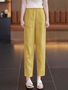 High Waist Loose Fit Casual Harlan Pants Womens Summer Thin New Style Tianli Linen Bend Knife Pants Slimming Nine Points