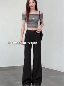 YAYANGREN | Black Flared High-Waist Plus Size Slim Fit Drape Casual Suit Pants