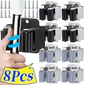 8/4 ชิ้น ที่วางไม้กวาดแบบมีกาวในตัว / ที่แขวนไม้ถูพื้นแบบติดผนังกันลื่น / ที่แขวนไม้ถูพื้นพร้อมสกรู / อุปกรณ์แขวนไม้ถูพื้นกันน้ำในห้องน้ำ