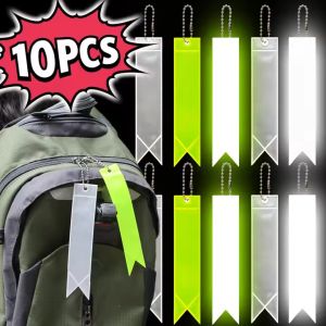 10PCS High Visibility Reflective Tag for School Bag Backpack Bike Keychain Safety Warning Pendant PVC Night Running Walking Reflector