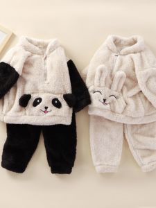 Thickened Flannel Childrens Sleepwear Home Clothes Warm Set for Boys And Girls Baby Thermal Suit Autumn Winter Kids Clothing