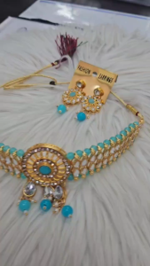 CHOKER SET WITH FULL STONE AND BEADS WORK