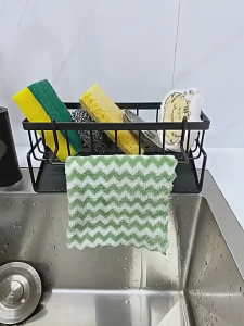 Stainless Steel Multifunctional Sink Sponge Drainer Rack Kitchen Bathroom Sink Organizer with Soap Holder Towel Rack Hanging Dishcloth Steel Ball Storage Basket For Faucet Sink Storage