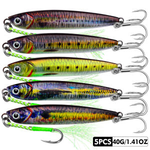 5pcs rapid sinking Fishing Lures Lead Metal Jigs Jigging Baits With Hooks Perfect for Saltwater Fishing 10g 15g 20g 32g 40g bait