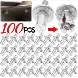 100/50pcs Hammer Drive Expansion Rivets / Aluminum Alloy Round Head Piercing Knock Tapping Screws / Board Wall Fasteners Hardware Accessories