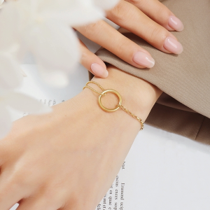 Lắc tay titan nữ mặt tròn cá tính thiết kế dễ thương không đen gỉ