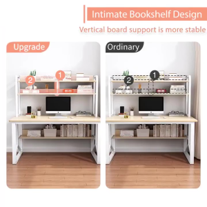 Computer Table with Book Shelf Iron art computer desk desktop home study desk bookshelf integrated table and chair combination bedroom office student study writing desk