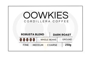 Oowkies High Quality Premium Cordillera Coffee in 250g Pouch with valve - COFFEE BEANS or Grounds