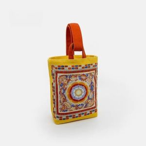 Dunhuang Flying Sky Small Bucket Handbag Mobile Phone Storage Bag Retro National Trend Casual Style Womens Handbag