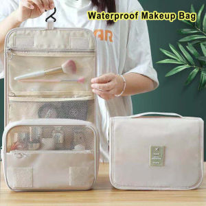 Waterproof Women Makeup Bag Oxford Cloth Cosmetic Bag with Hook Portable Travel Toiletry Storage Bag