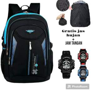Ransel disilang ransel anak laki-laki perempuan gratis jam tangan dan raincover