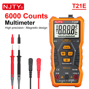 NJTY T21 Digital Multimeter Professional True RMS Magnet Support Frame Ohm Voltmeter Resistance NCV Current LIVE Wire DIY Tools