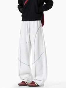 OULUDE | American Style Contrast Color Hasselblad Line Sport Sweatpants Loose Fit