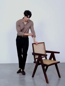 HUILISHI Korean Style Plain Oversized Long Sleeve Mens Shirt