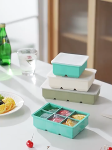 SEA JJT Khay làm đá silicone an toàn thực phẩm kích thước lớn có nắp đậy lý tưởng để sử dụng tại nhà và tạo viên đá lớn