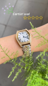 Đồng hồ nữ thạch anh Quartz ANBSHOPCati CAT mặt chữ nhật / OVAL dây thép viền đính hạt sang chảnh - size 21x31mm