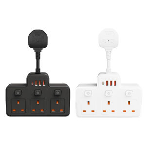UK Plug AC Power Strip Wall Mounted Independent Switch Socket European Standard Plug With USB C Ports Charging Network Filter