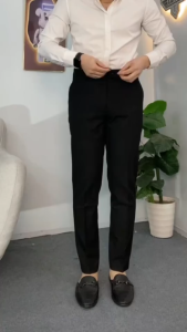 Quần âu nam hàn quốc DVMEN chất vải tăm lì co giãn nhẹ không nhăn không xù ống côn form slimfit