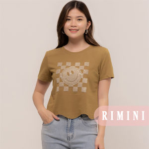 RIMINI - Atasan Remaja Crop Top Casual Lengan Pendek Big Size S-XXXL Ennia Smile Scallop Top CC30501