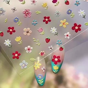 Cute Colorful Small Flower Charm Nail Design Stickers Flower Pattern Self Adhesive Nail Art Stickers Decorative Accessories DIY