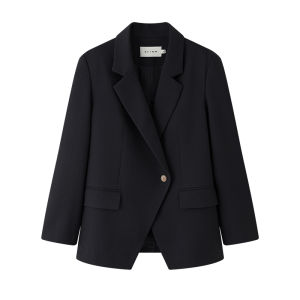 Large Size TR Twill Split Slit Straight Shoulder Pad Suit Jacket