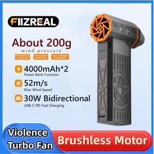 Fiizreal X50 Pro Brushless Turbo Fan 240W Max Portable Power 8000mAh Dual Battery 52m/s Typhoon 30W Two-Way PD Fast Charging