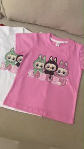 เสื้อเดี่ยว เด็กผู้หญิง ลาบูบู้ labubu เด็กผู้ชาย คอกลม แขนสั้น ลายสกรีน ผ้า cotton 100%