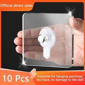 10 Pcs Self Adhesive Nails Wall Hook Poster Transparent Screws Wall Hook For Photo Frame Waterproof Durable Kitchen Bathroom Use